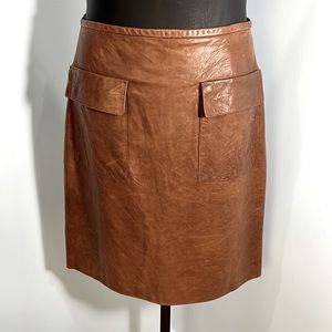 3.1 Phillip Lim Cognac Leather Pocket A-Line Mini Skirt